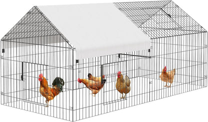 Metal Chicken Coop 86"×40"×40" Chicken Run with Waterproof Cover Portable Poultry Cage Walk in Hen House Outdoor Backyard Farm Animal Enclosure Crate Pet Playpen Exercise Pen for Rabbit Duck