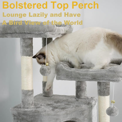 Sturdy Indoor Multi-Level Large Cat Tree, 67in Cat Tower for Indoor Cats, Contains 10 Sisal Scratching Posts 3 Hammocks 2 Apartments 2 Platforms and Cat