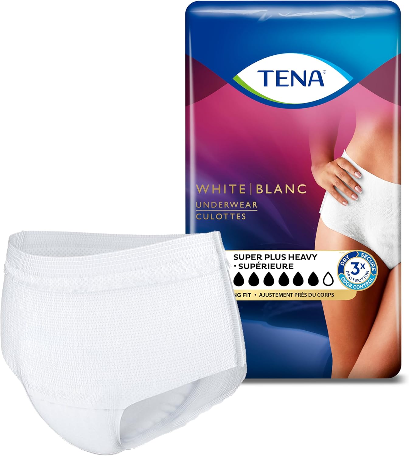 Tena Incontinence & Postpartum Underwear for Women, Super Plus Absorbency - Large - 64 Count