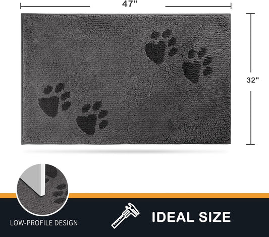 Play Video Click to see more videos      2+  6 VIDEOS PURRUGS Dirt Trapper Door Mat 32" x 47", Non-Skid/Slip Machine Washable Microfiber Entrance Rug, Shoes Scraper, Dog Door Mat, Super Absorbent Floor Mat for Muddy Wet Shoes and Paws, Grey