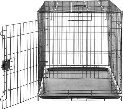 Durable, Foldable Metal Wire Dog Crate with Tray, Single Door, 42 x 28 x 30 Inches, Black