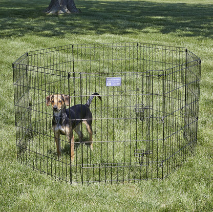 MidWest Homes for Pets Foldable Metal Dog Exercise Pen / Pet Playpen. Black w/ door, 24'W x 30'H, 1-Year Manufacturer's Warranty